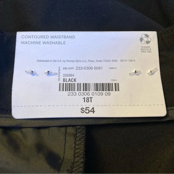 NWT Liz Claiborne Black Audra Curvy Trousers 18T Mid-Rise Straight Leg - Picture 7 of 9